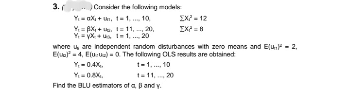 Solved 3. (,…, Consider The Following Models: | Chegg.com