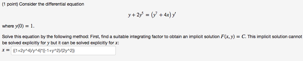 Solved (1 Point) Consider The Differential Equation Where | Chegg.com