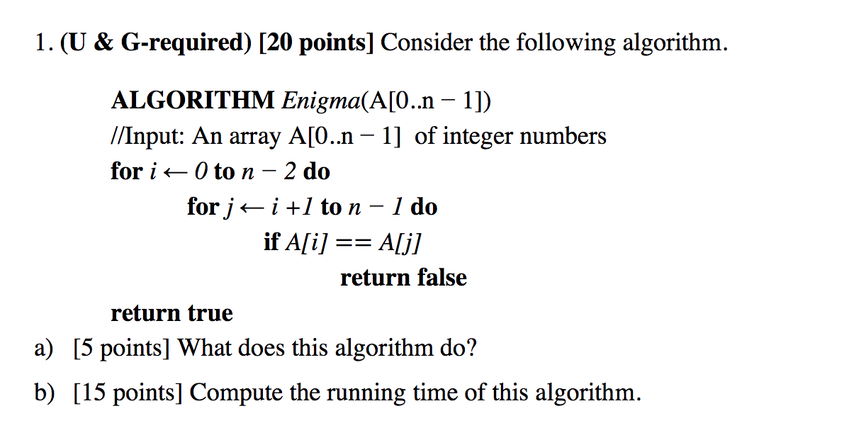 Solved 1. (U & G-required) [20 points] Consider the | Chegg.com