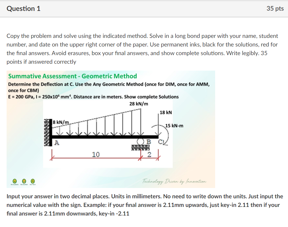 Solved Question 1 35 pts Copy the problem and solve using | Chegg.com