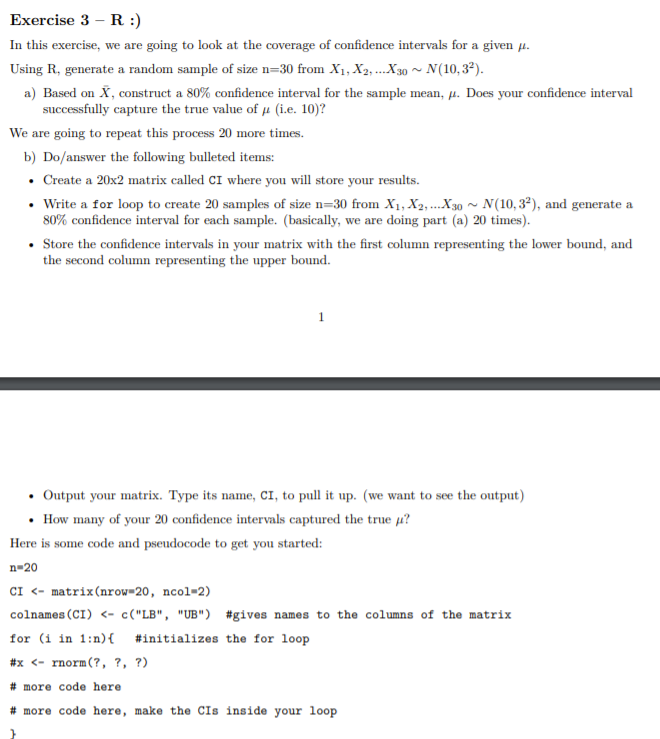 Solved Exercise 3 - R :) In this exercise, we are going to | Chegg.com