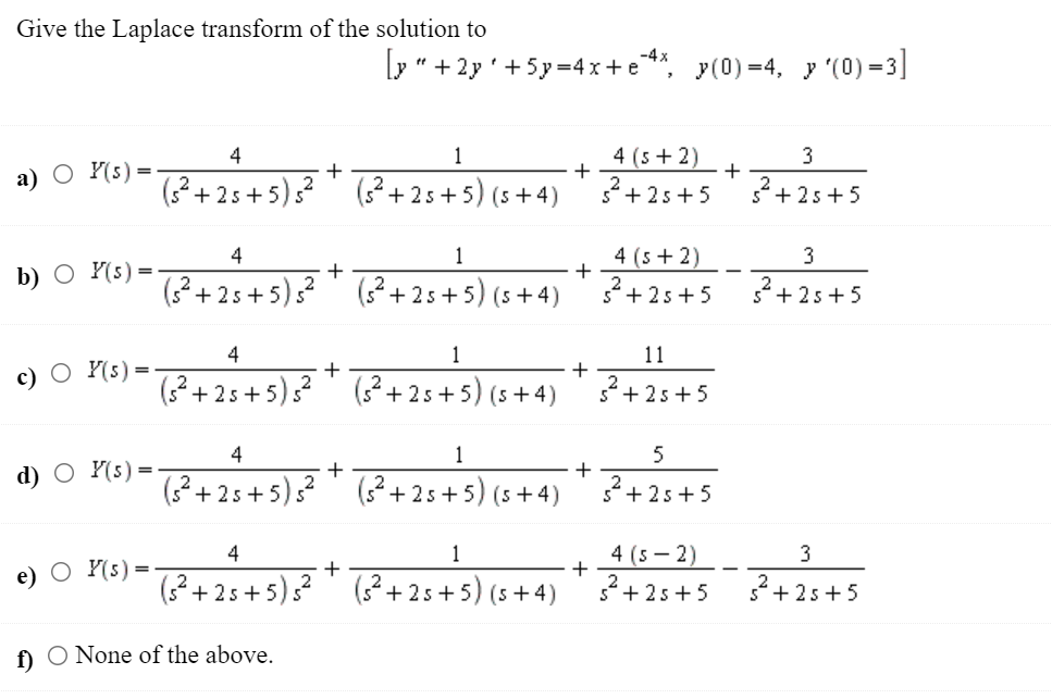 Solved Give the Laplace transform of the solution to [y" | Chegg.com