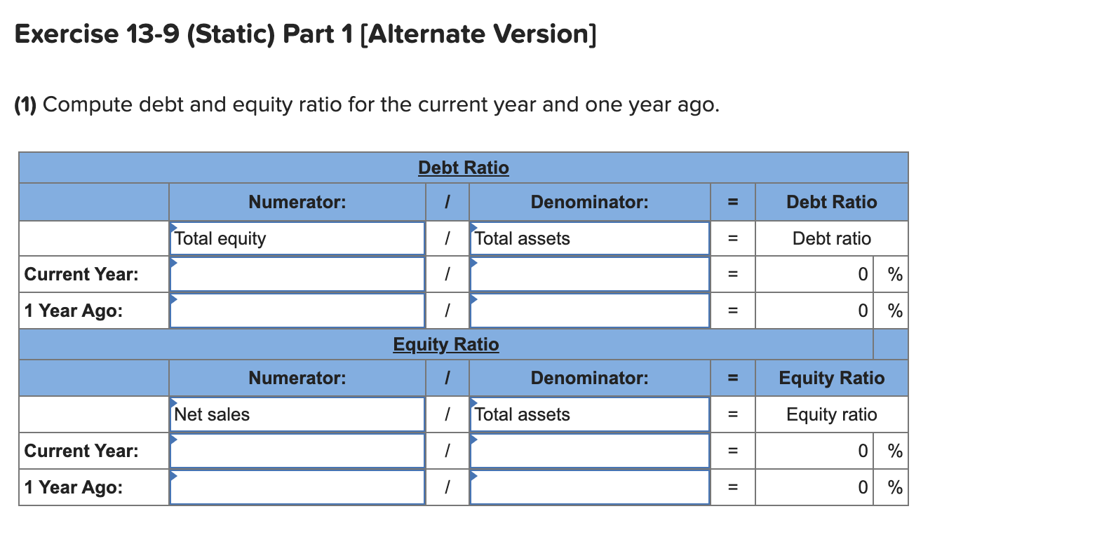 Solved Required information Exercise 13-9 (Static) Analyzing | Chegg.com