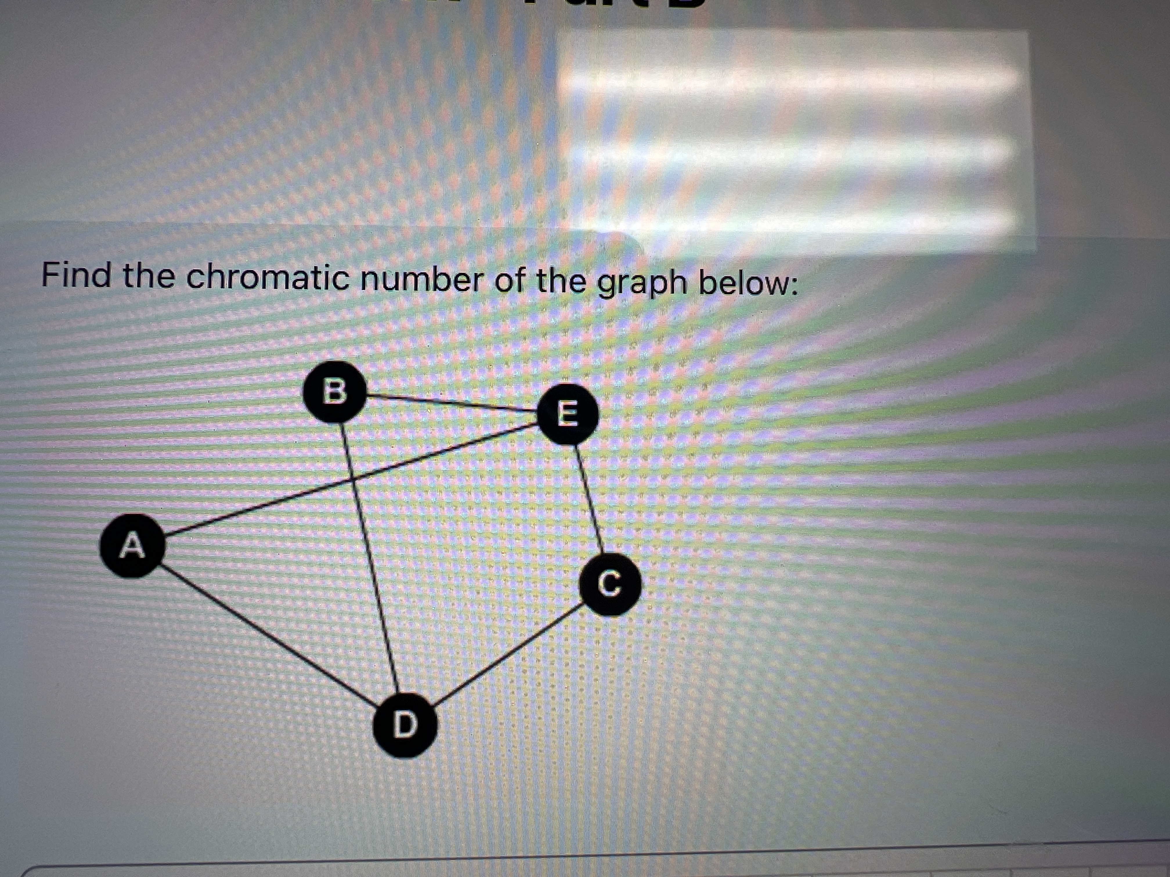 Solved Find the chromatic number of the graph below: | Chegg.com