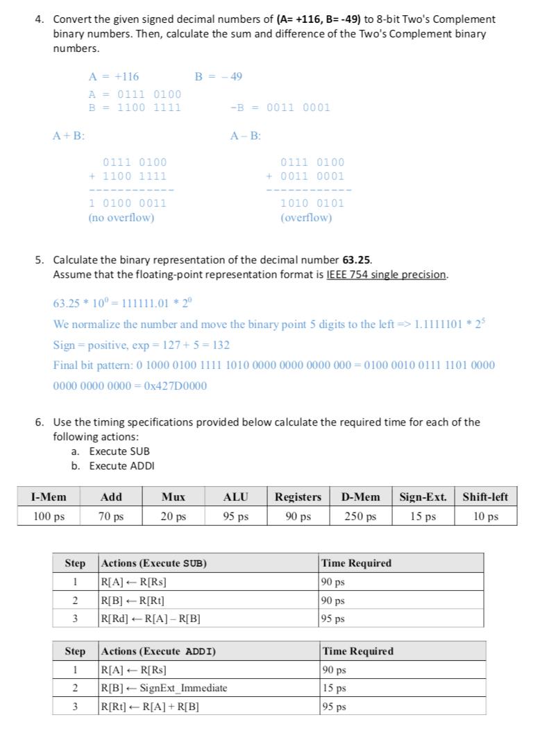 Solved 4. Convert the given signed decimal numbers of (A= | Chegg.com