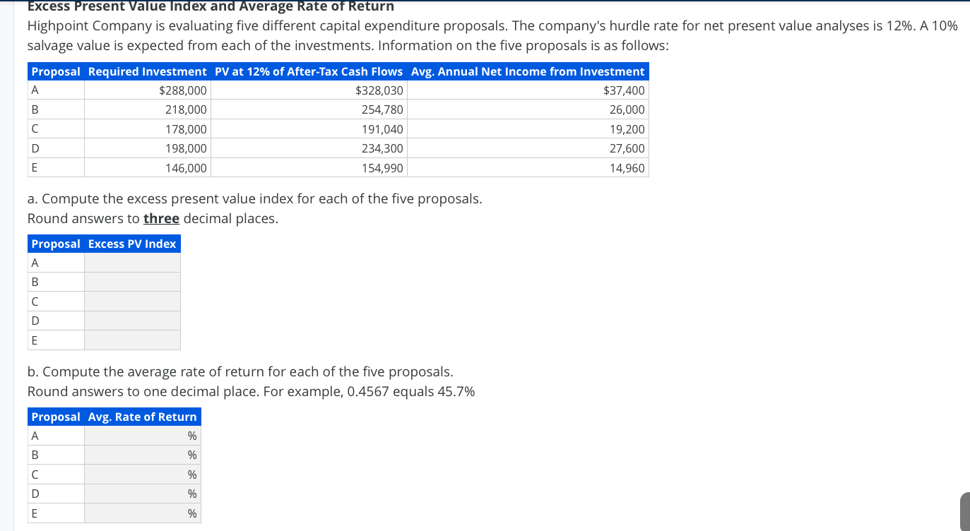 present value index