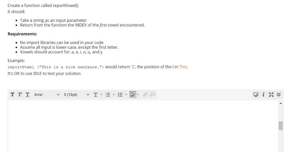 Solved Create a function called reportVowell It should: Take | Chegg.com
