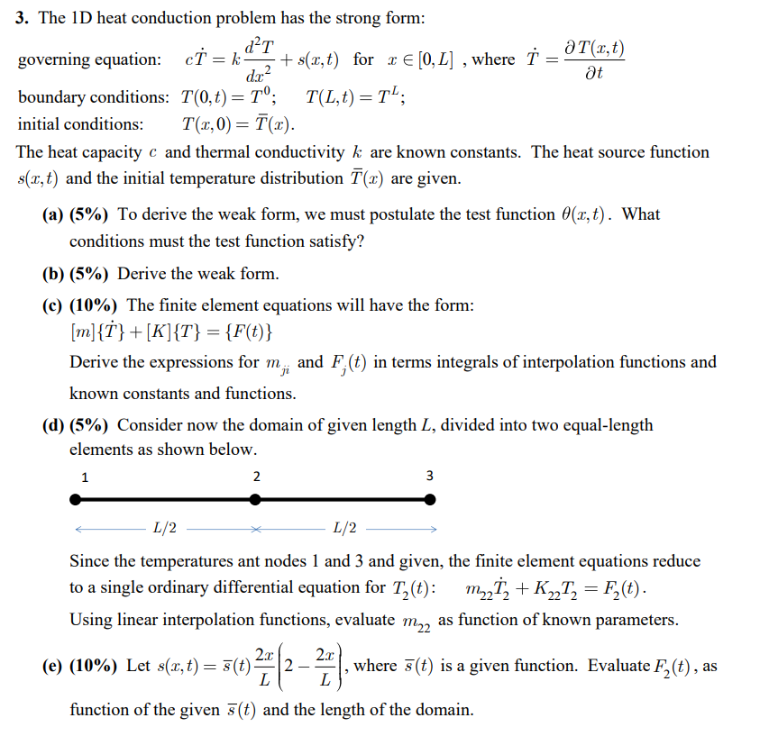 3. The 1D heat conduction problem has the strong | Chegg.com