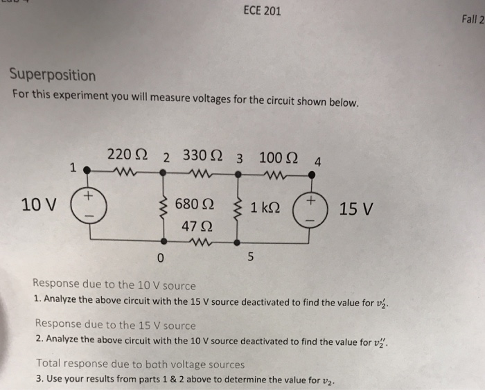 Solved ECE 201 Fall 2 Superposition For this experiment you | Chegg.com