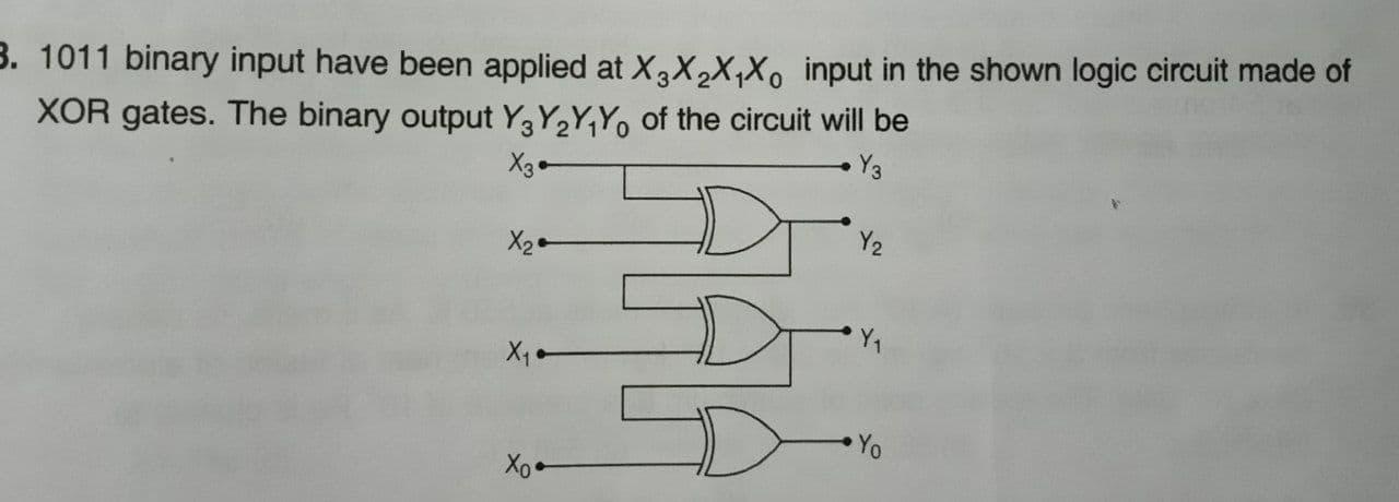 Solved 3. 1011 binary input have been applied at X3X,X,X. | Chegg.com