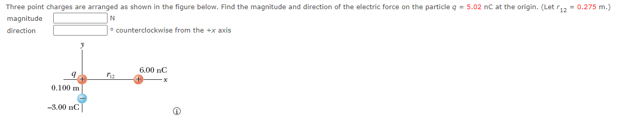 Solved Three point charges are arranged as shown in the | Chegg.com