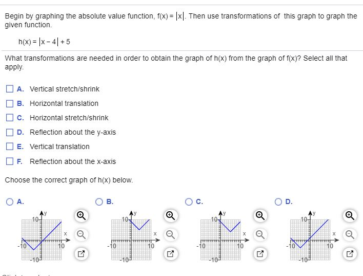 Solved Begin by graphing the absolute value function, f(x)=