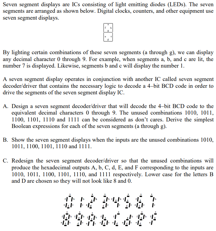 Solved Seven segment displays are ICs consisting of light | Chegg.com