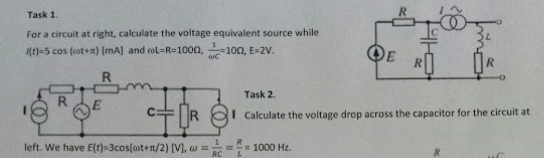 Solved Task 1. For a circuit at right, calculate the voltage | Chegg.com