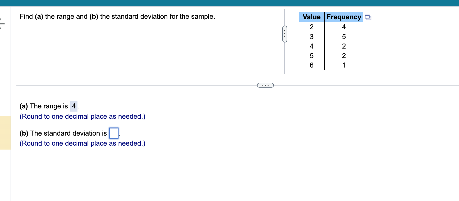 Solved Find (a) The Range And (b) The Standard Deviation For | Chegg.com