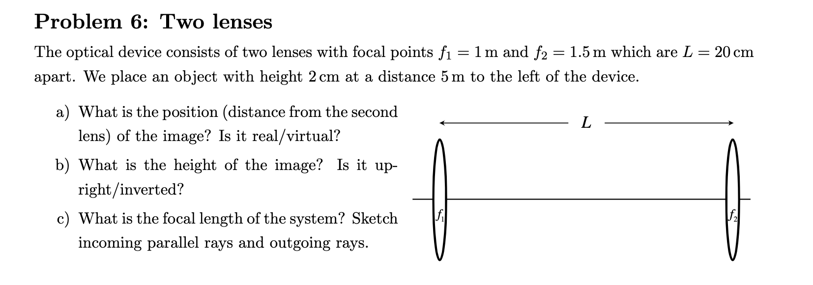 Solved Problem 6: Two Lenses The Optical Device Consists Of | Chegg.com