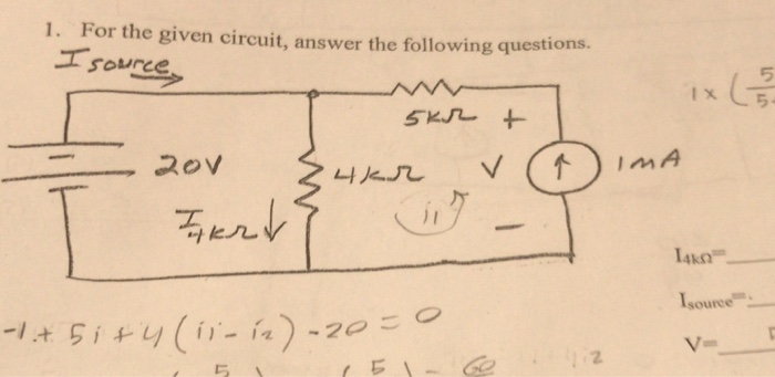 Solved For the given circuit, answer the following | Chegg.com