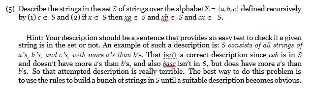 Solved (5) Describe the strings in the set of strings over | Chegg.com