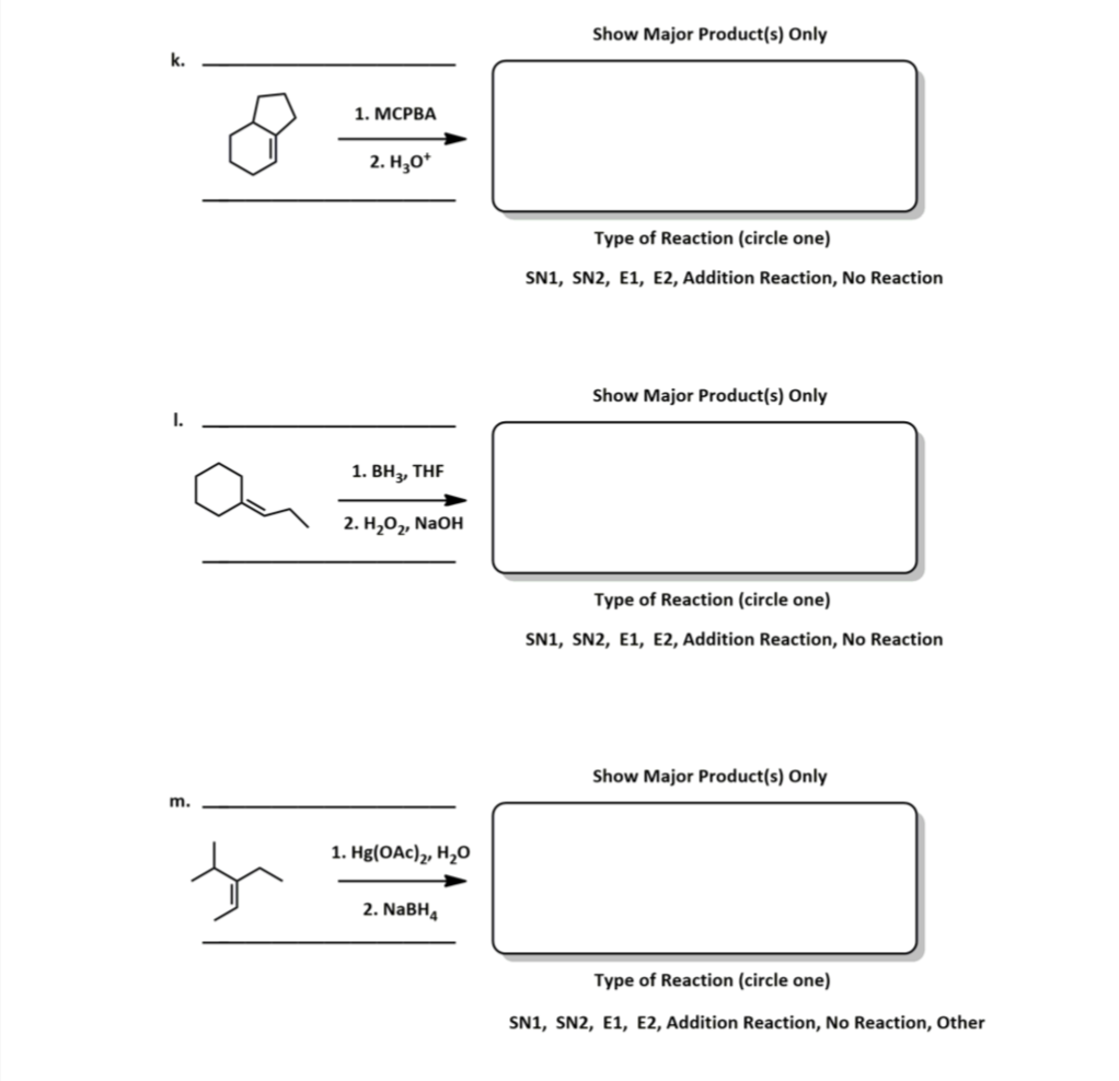 Solved Show Major Product(s) Only 1. MCPBA 2. H30* Type of | Chegg.com