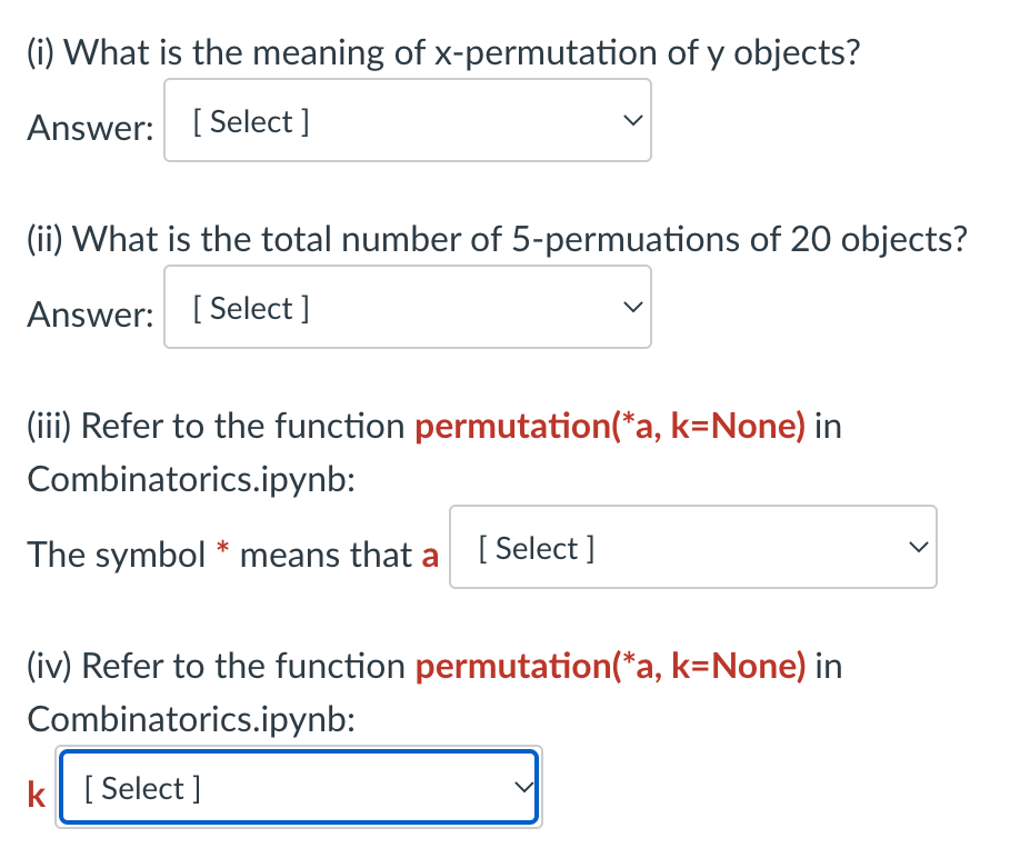 Solved Python Question. Options For (i): A. Ordered Sequence | Chegg.com