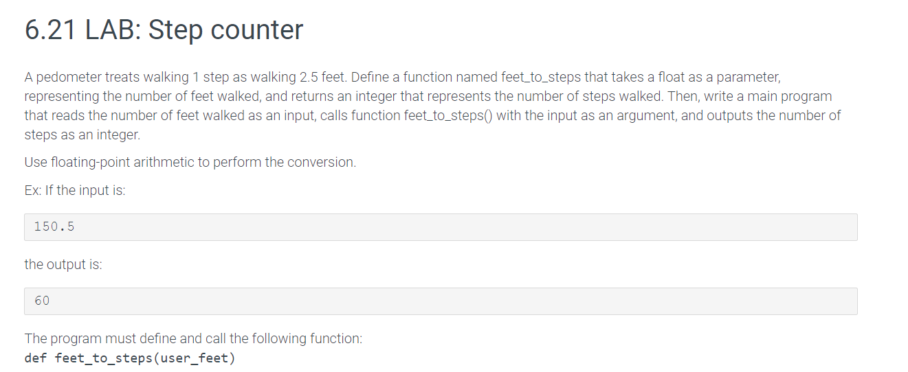 Solved 6.21 LAB: Step counter A pedometer treats walking 1 | Chegg.com