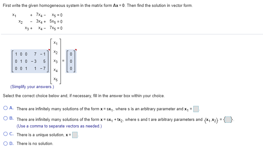 Solved First write the given homogeneous system in the | Chegg.com