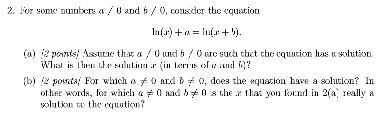 Solved 2. For Some Numbers A 70 And B + 0, Consider The | Chegg.com