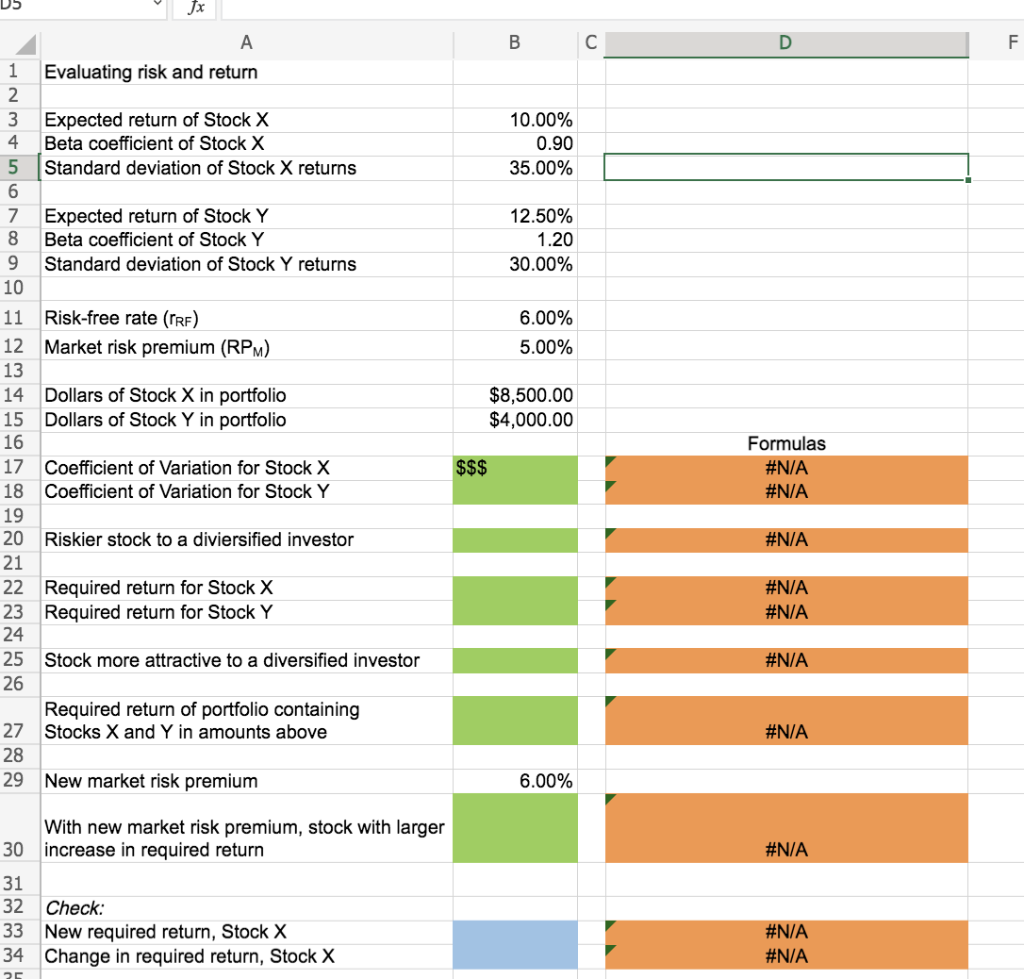 Solved Excel Online Structured Activity Evaluating risk and