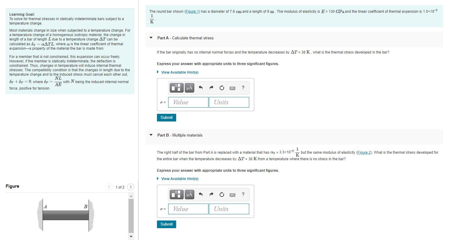 Solved The round bar shown (Figure 1) has a diameter of 7.6 | Chegg.com