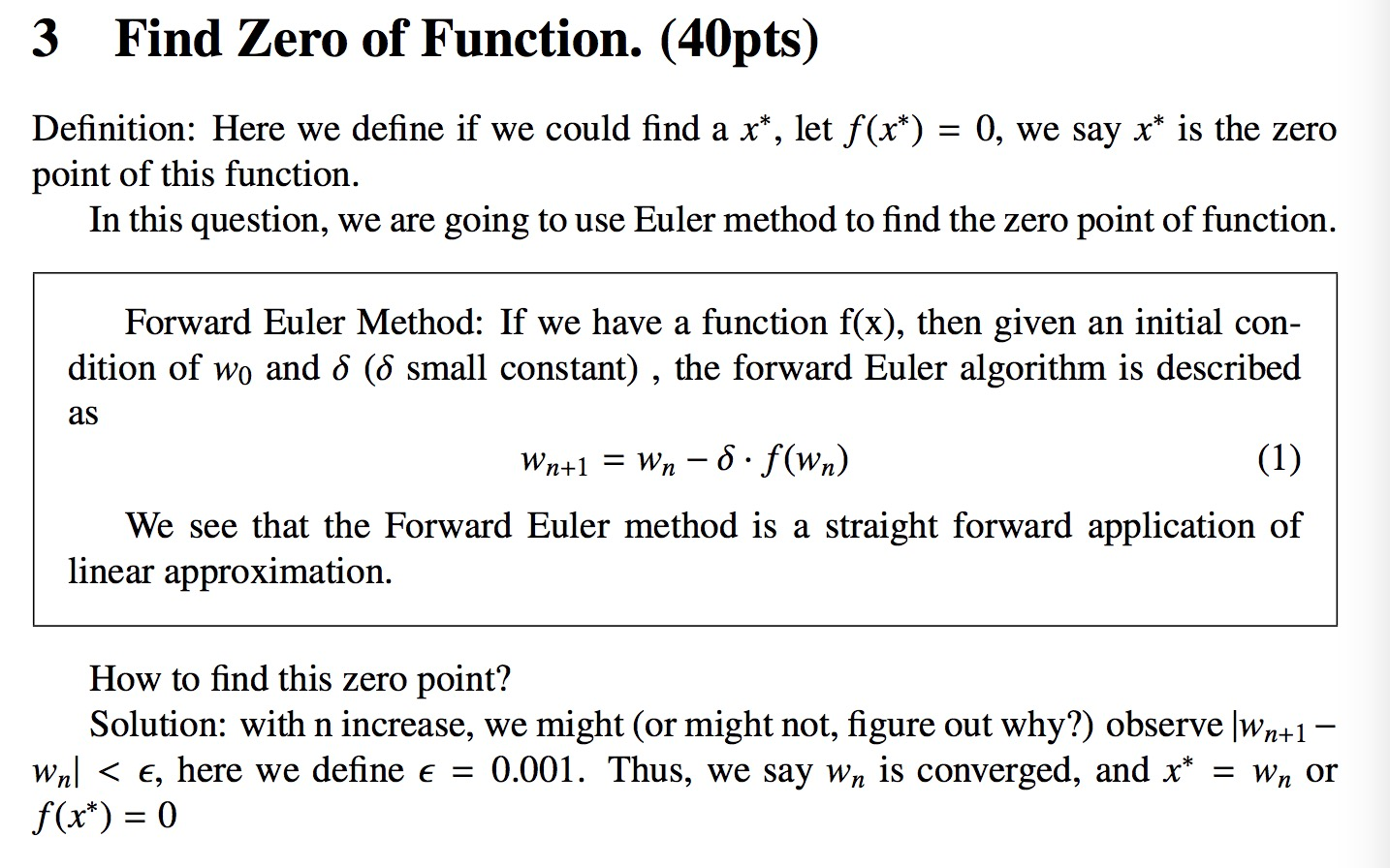 Solved Find Zero Of Function 40pts 3 Definition Here Chegg Com