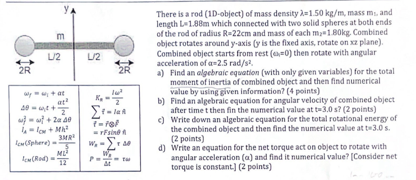 Solved There is a rod (1D-object) of mass density λ=1.50 | Chegg.com