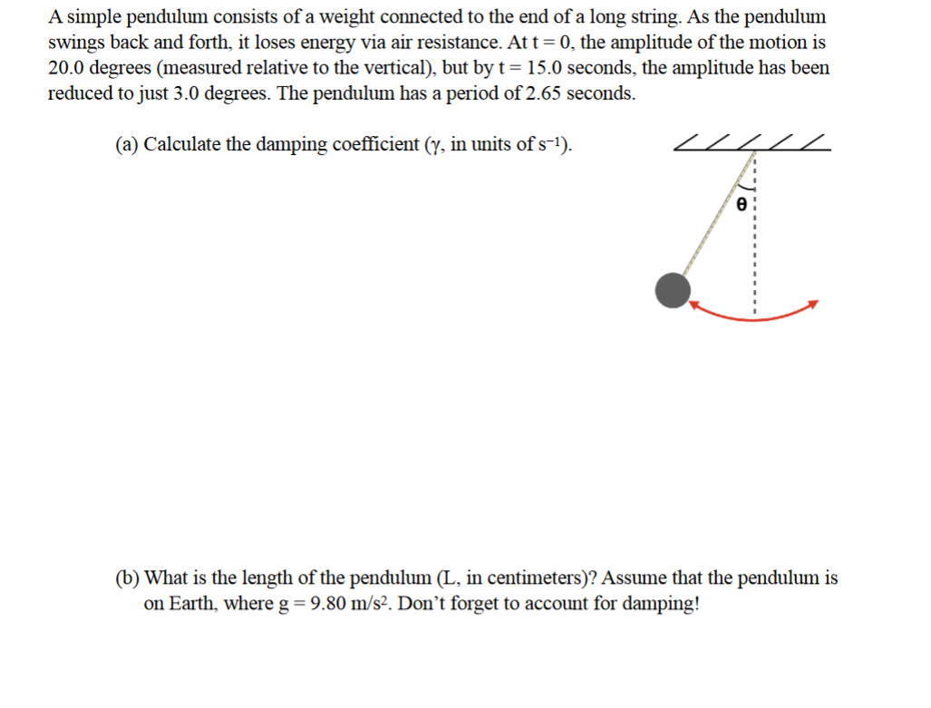 Solved A simple pendulum consists of a weight connected to | Chegg.com