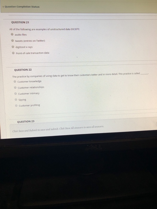 Solved Question Completion Status: QUESTION 21 All of the | Chegg.com