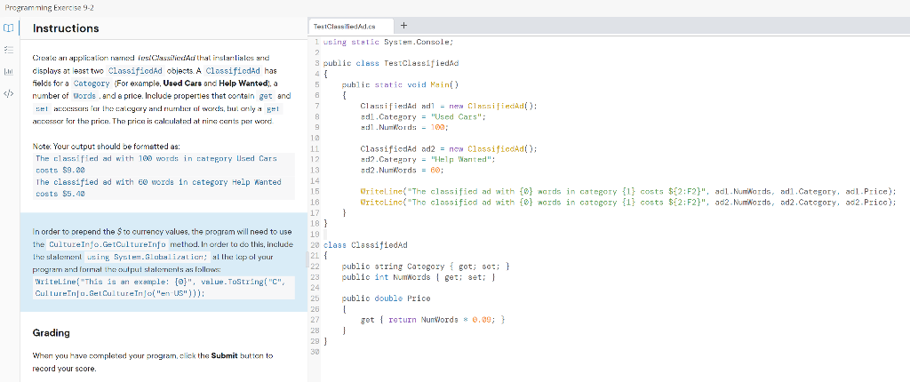 Solved I'm having trouble with this C# programming | Chegg.com