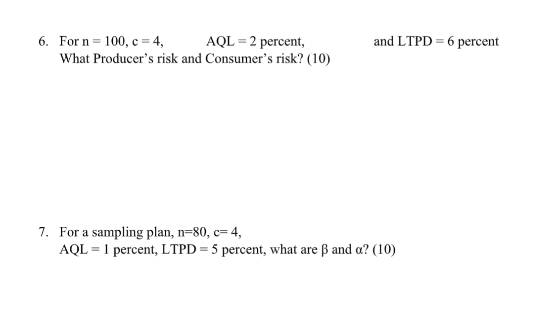 And Ltpd 6 Percent 6 For N 100 C 4 Aql Chegg Com