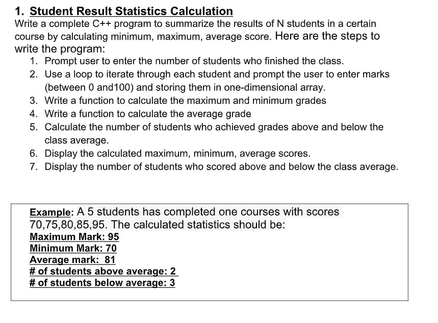 Solved 1. Student Result Statistics Calculation Write a