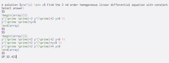 Solved A solution $y=e"{x} \sin x$ Find the 2 nd order | Chegg.com