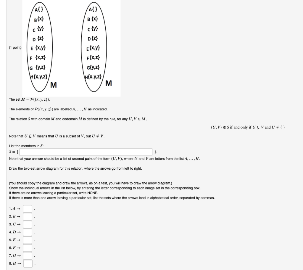 Solved A{} B{x} C {y} A{} B{x} C{y} D{z} E{x,y} F{x,z} | Chegg.com