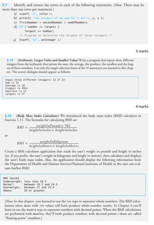Solved 2.7 Identify and correct the errors in each of the | Chegg.com