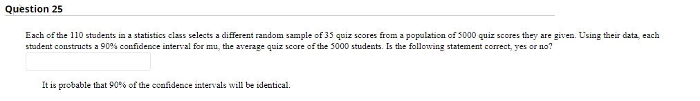 Solved Each of the 110 students in a statistics class | Chegg.com