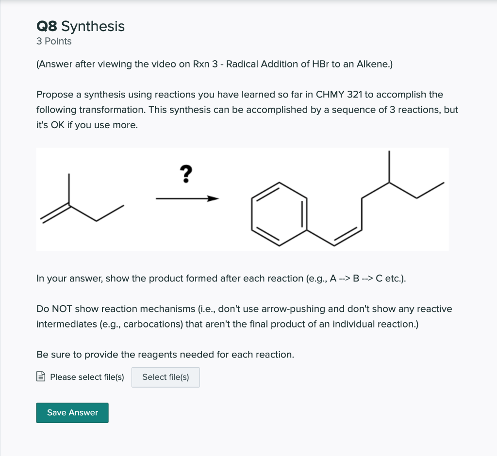 Solved Q8 Synthesis 3 Points (Answer After Viewing The Video | Chegg.com