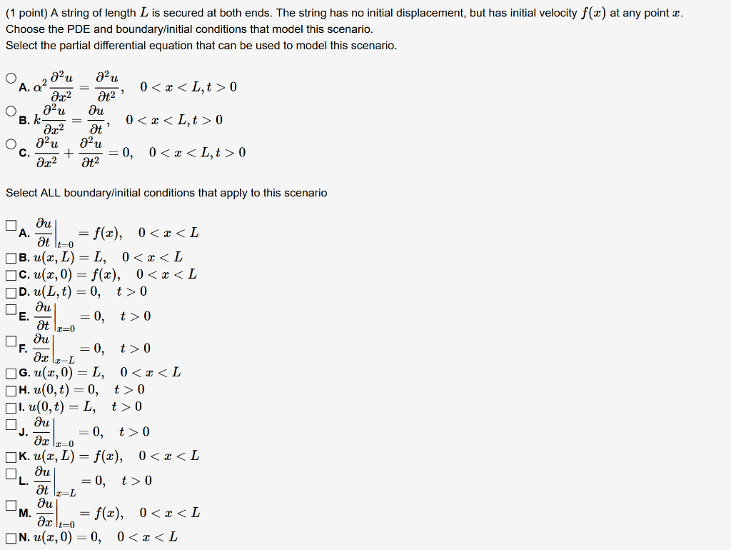 Solved A string of length L is secured at both ends. | Chegg.com