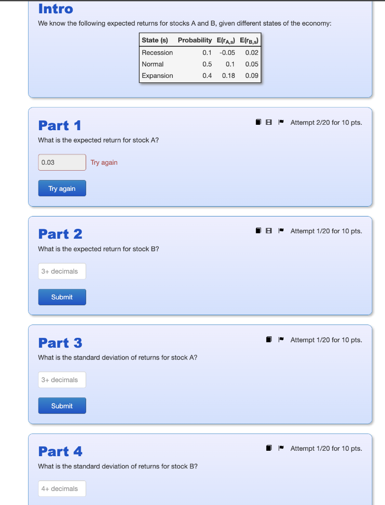 Solved We Know The Following Expected Returns For Stocks A | Chegg.com