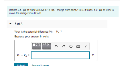 Solved It Takes 3 5 Mj Of Work To Move A 14 Nc Charge Fro Chegg Com