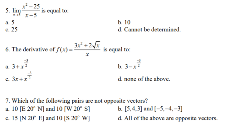 Solved R 25 5 Lim Is Equal To 3 3 X 5 A 5 B 10 D Chegg Com