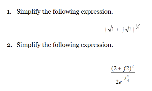 Solved 1. Simplify the following expression. 2. Simplify the | Chegg.com