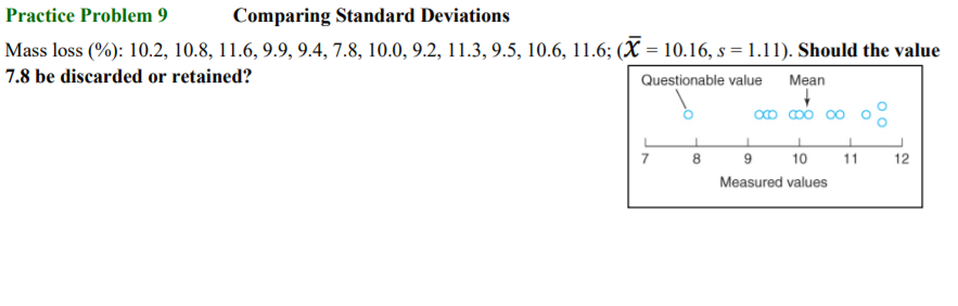 Solved Practice Problem 9 Comparing Standard Deviations Mass | Chegg.com