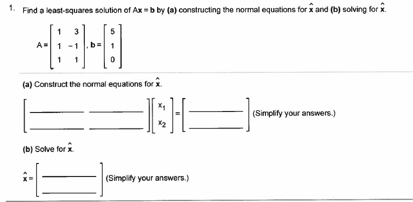 Solved 1. Find a least-squares solution of Ax = b by (a) | Chegg.com