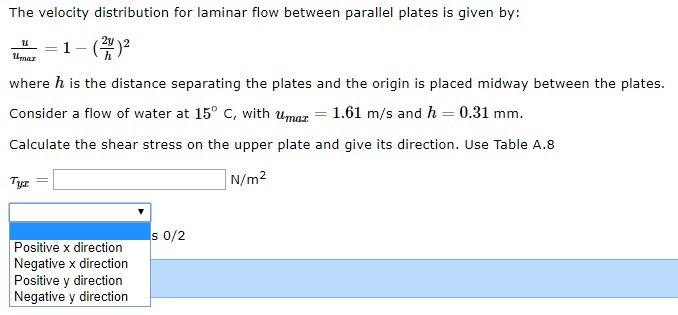 Solved The velocity distribution for laminar flow between | Chegg.com