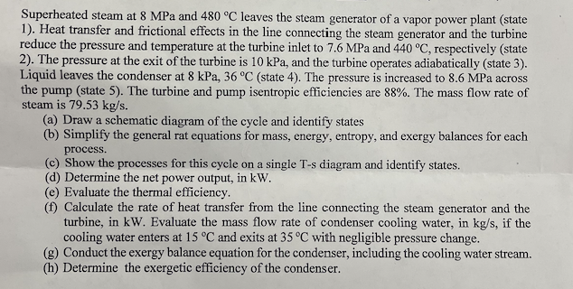 Solved Superheated Steam At 8MPa And 480∘C Leaves The Steam | Chegg.com